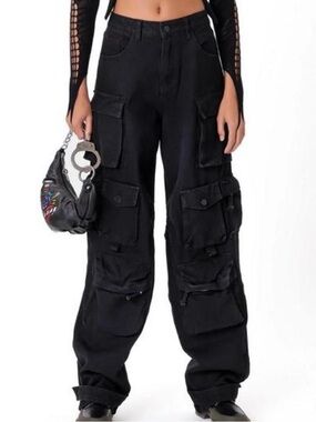 The Kript Black Cargo Utility Pants